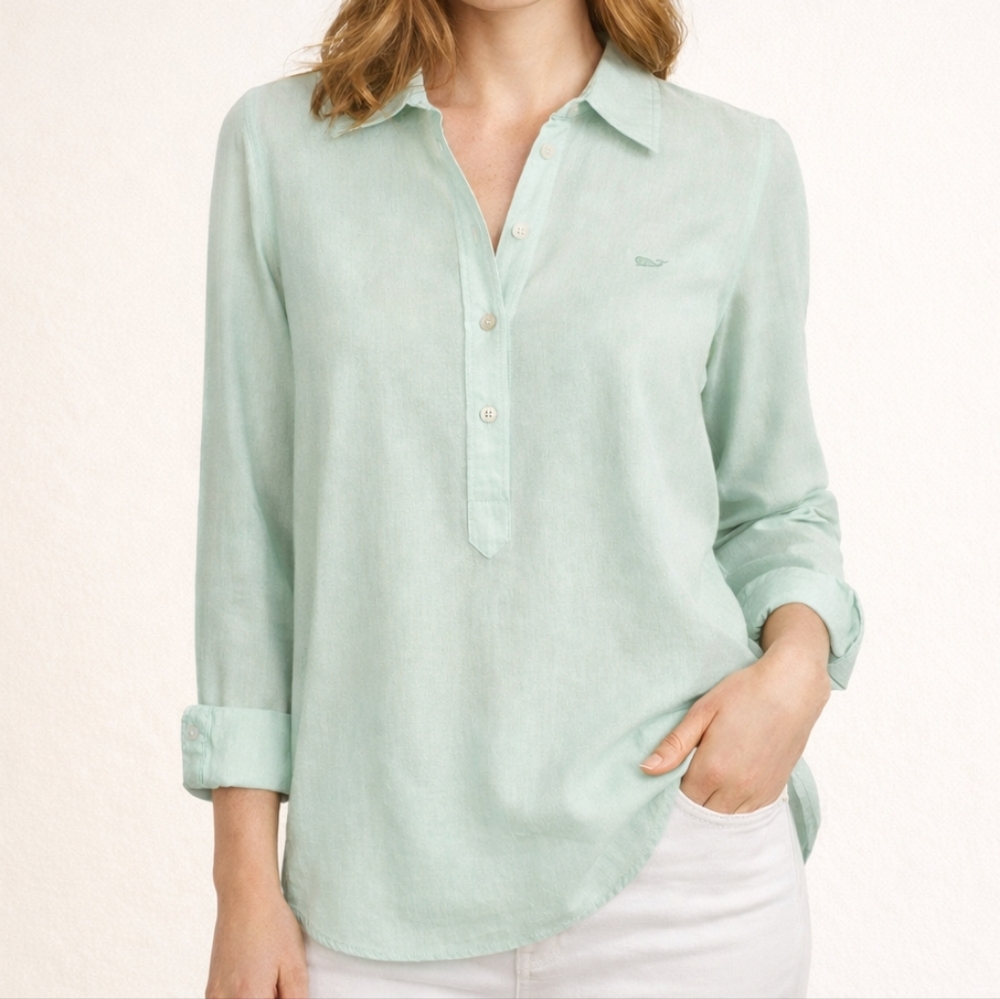 Vineyard Vines Mint Green Cotton Popover Shirt Size 6